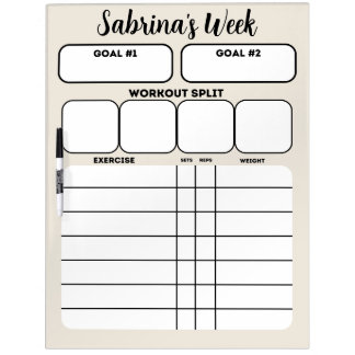 Customizable White Workout Scheduler Dry Erase Board