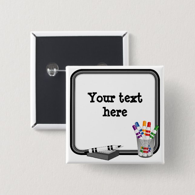 Customizable Whiteboard Pinback Button (Front & Back)