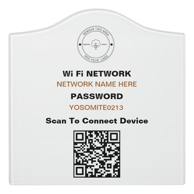Customizable Wifi Details QR Code Door Sign (Large Crest Front)
