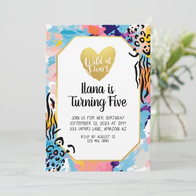 Customizable Wild at Heart Birthday Invitation (Standing Front)