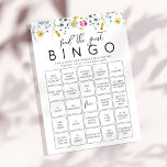 Customizable Wildflowers Bingo Game Card<br><div class="desc">Make your bridal shower extra fun and interactive with this Customizable Wildflowers Bingo Game Card, featuring delicate watercolor wildflowers in pink, blue, green, and yellow hues with elegant calligraphy. The modern botanical design, accented with butterflies, adds a charming touch to the classic "Find the Guest" game, making it a perfect...</div>