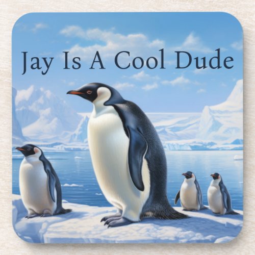 Customizable Wildlife Penguin Portrait Beverage Coaster