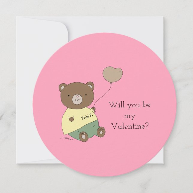 Customizable Will You Be My Valentine Pink  Holiday Card (Front)