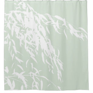 Customizable Willow Silhouette Sea Green Bath Shower Curtain