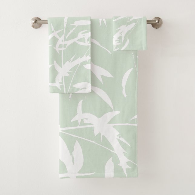 Customizable Willow Silhouette Sea Green Bath Towel Set (Insitu)