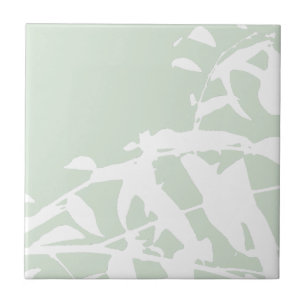 Customizable Willow Silhouette Sea Green Bathroom Ceramic Tile