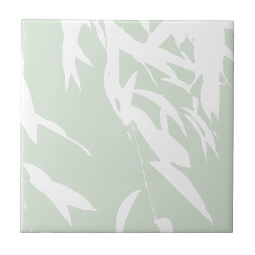 Customizable Willow Silhouette Sea Green Bathroom Ceramic Tile