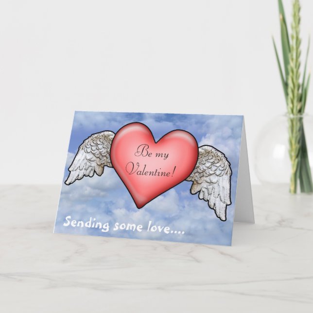 Customizable Winged Heart Holiday Card (Front)