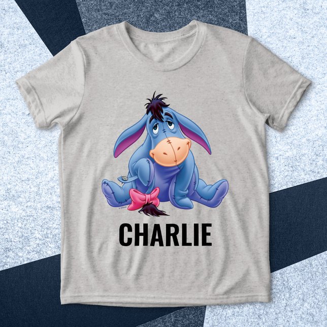 Customizable Winnie the Pooh | Eeyore Smile Tri-Blend Shirt (Shirt on background)