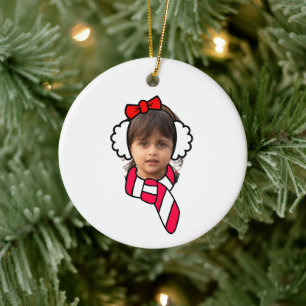 Customizable Winter Ear Muff Photo Booth Ceramic Ornament