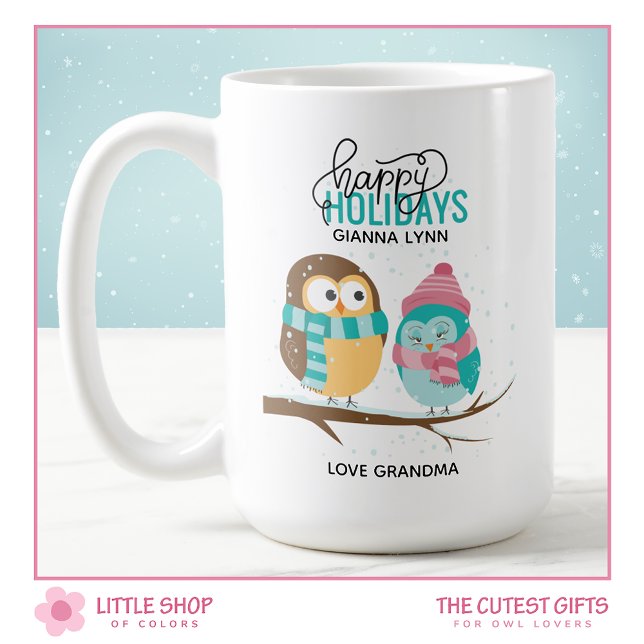 Customizable Winter Owls Christmas Holiday Coffee Mug (Creator Uploaded)