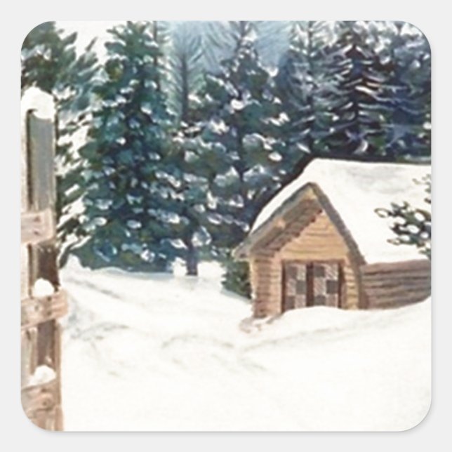 Customizable Winter Scenes Square Sticker (Front)