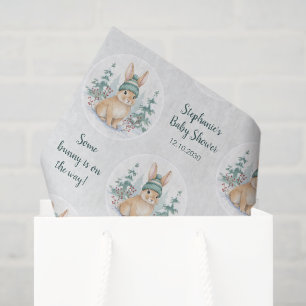 Customizable Winter Woodland Bunny Baby Shower Tissue Paper