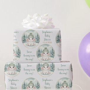 Customizable Winter Woodland Bunny Baby Shower Wrapping Paper