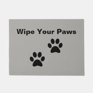 Customizable Wipe Your Paws doormat with paws