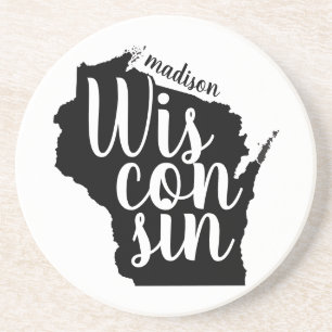 Customizable Wisconsin State and City Coaster
