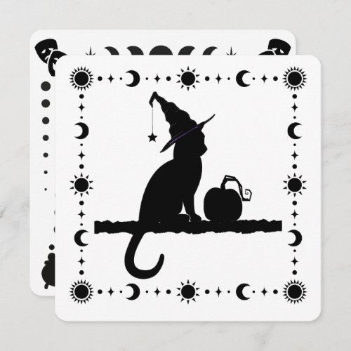 Customizable Witch Cat Halloween Invitation