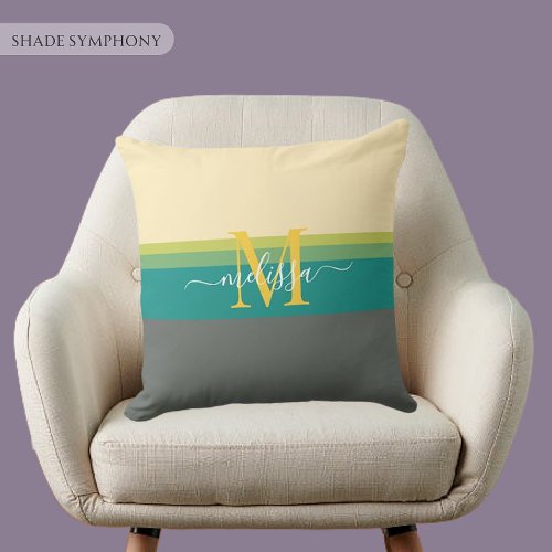 Customizable With Gray Beige Green ColorBlock  Throw Pillow