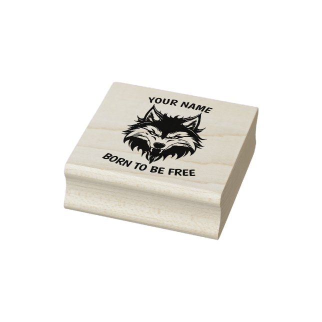 Customizable Wolf  Rubber Stamp (Stamp)