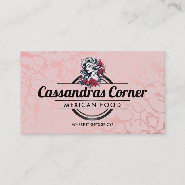 Customizable Woman logo pink business cards (Front)