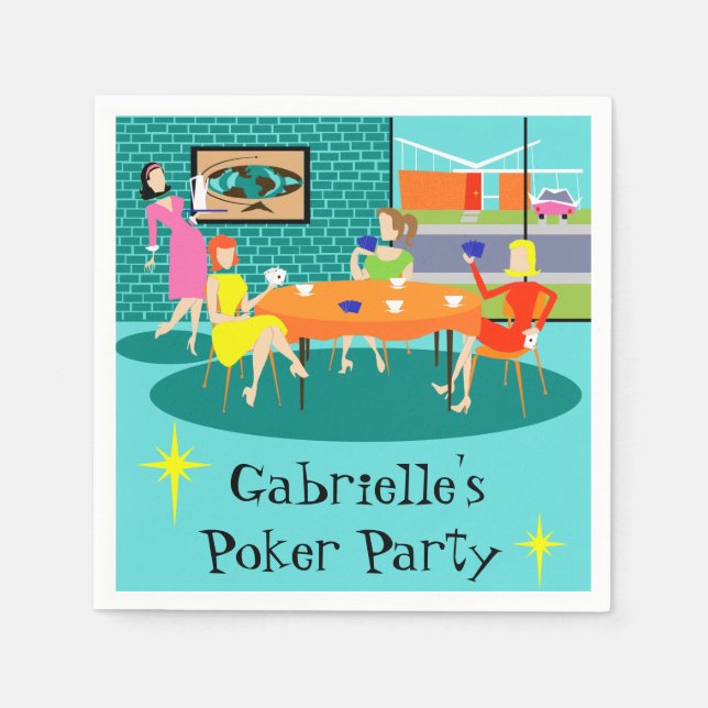 Customizable Women's Card Game Disposable Napkins (Front)
