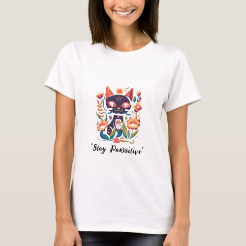  Customizable Womens T_Shirt with Cat Design