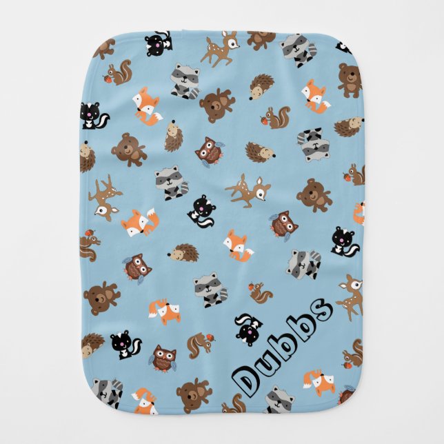 Customizable Woodland Baby Mashup Burp Cloth (Front)