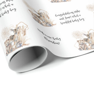 Customizable Woodland Forest Animal Baby Shower Wrapping Paper