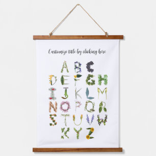 Customizable Woodland Nature Alphabet  Hanging Tap Tapestry