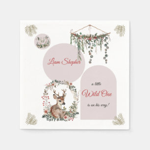 Customizable Woodland-Themed Greenery Baby Shower Napkins