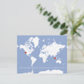 Customizable World Map Save the Date Announcement Postcard (Standing Front)