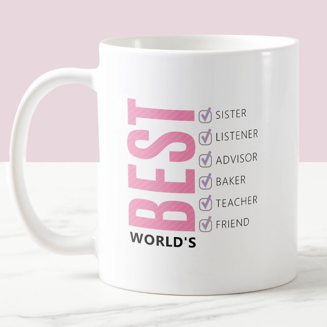 Customizable Worlds Best Sister Checklist Coffee Mug (Creator Uploaded)