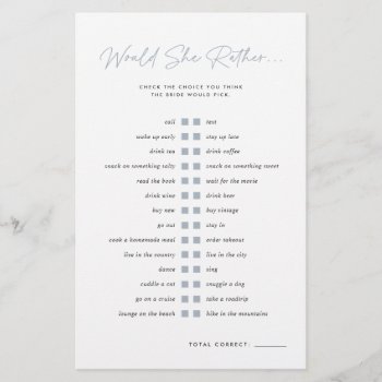 Customizable Would She Rather Bridal Shower Game by RedwoodAndVine at Zazzle