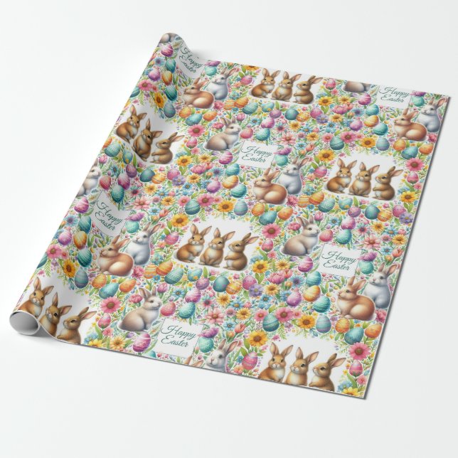 Customizable Wrapping Paper Happy Easter Gifts (Unrolled)