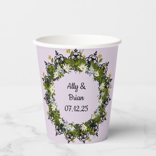 Customizable Wreath Wedding  Paper Cups