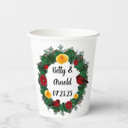 Customizable Wreath Wedding  Paper Cups