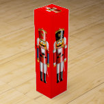Customizable Xmas Nutcrackers Wine Gift Box<br><div class="desc">This wine gift box, ideal to wrap your bottle for the next holiday party, features colorful nutcracker toy soldiers in hussar uniforms on each side, set on a red background. It was inspired by the popular Christmas ballet "The Nutcracker." Customize this box with any name or message you like and...</div>