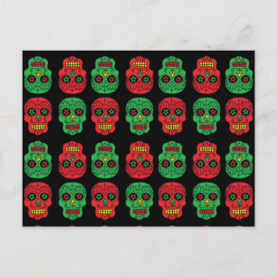 Customizable Xmas Santa Sugar Skulls Holiday Postcard