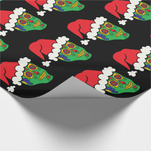 Customizable Xmas Santa Sugar Skulls Wrapping Paper