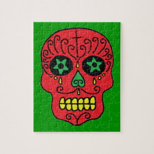 Customizable Xmas Sugar Skull Jigsaw Puzzle