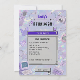 Customizable Y2K Retro 2000s Birthday Invitation