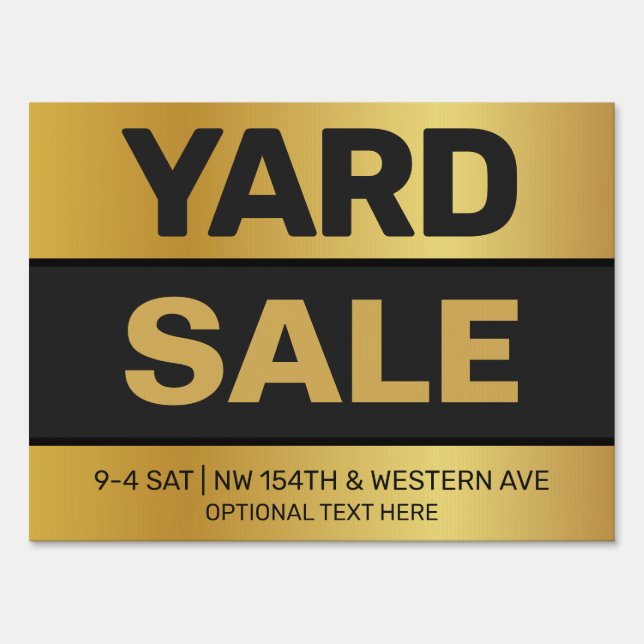 Customizable Yard Sale Sign - Black & Gold (Front)