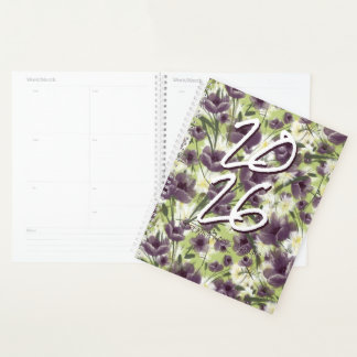 Customizable Year 2025  Purple Poppies Planner