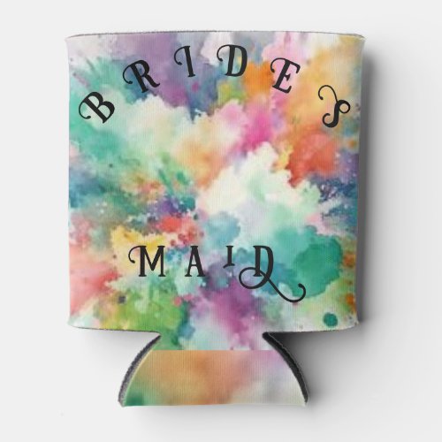 Customizable year for a Colorful bridesmaid coozy Can Cooler