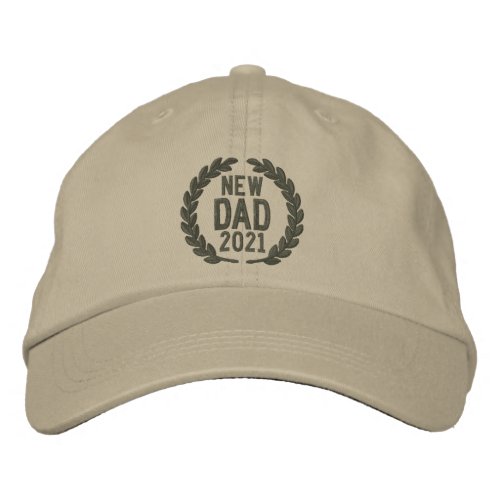 Customizable YEAR for New Dad Laurels Embroidery Embroidered Baseball Hat