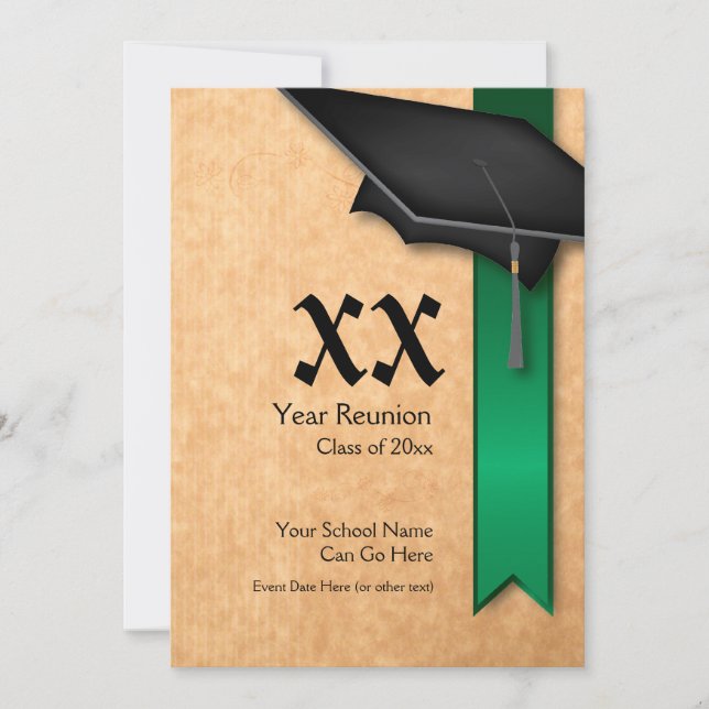Customizable Year Green Class Reunion Invitation (Front)