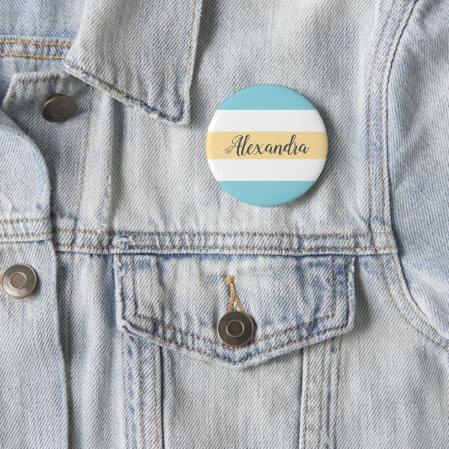 Customizable Yellow And Blue Stripes Button (In Situ)