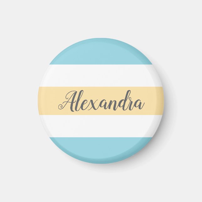 Customizable Yellow And Blue Stripes Magnet (Front)