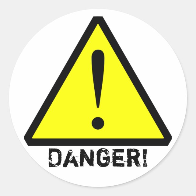 Customizable Yellow& Black Warning Symbol Sticker (Front)