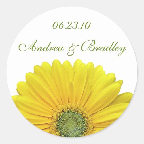 Customizable Yellow Gerbera Daisy Monogram Sticker